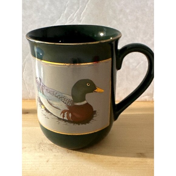 Green Otagiri Mallard Duck Coffee Mug Gold Trim - Picture 6 of 6